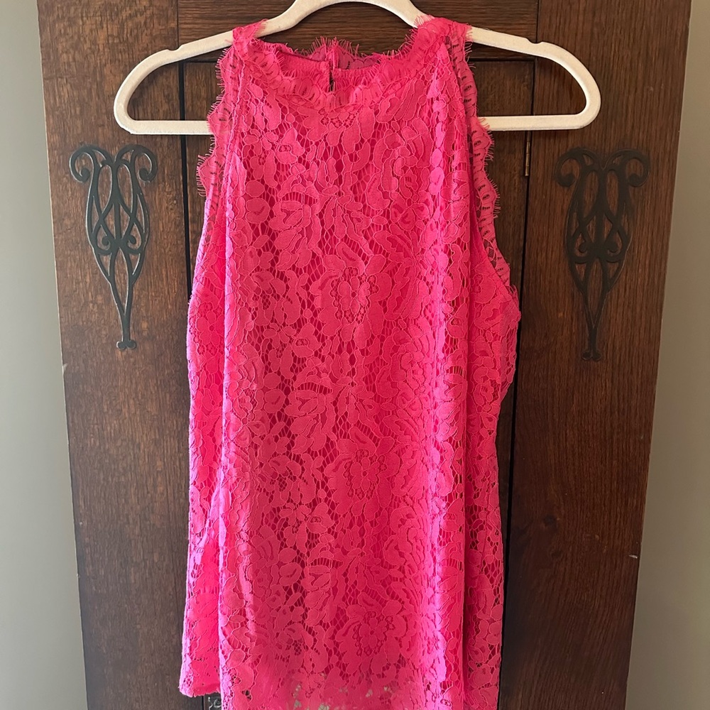 Halife Women’s Hot Pink Lace Razorback Tank Camisole Size L